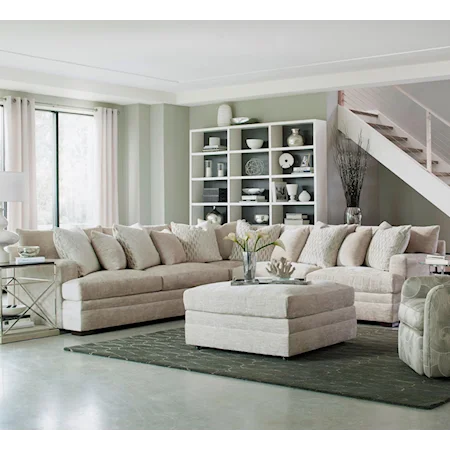 Contemporary L-Shape Sectional with Track Arms